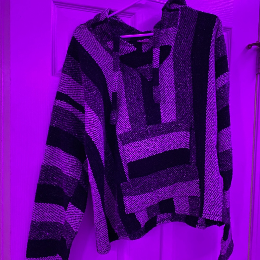 black and white poncho